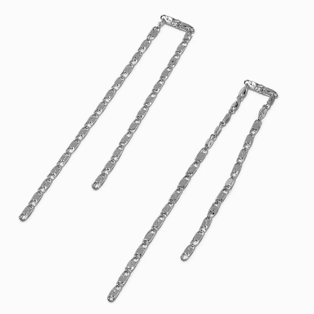 Silver-tone Tinsel Chains 2.5" Drop Earrings
