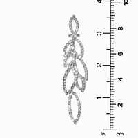 Rhinestone Leaves 3.5" Linear Drop Earrings