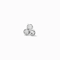 Silver 22G Tri-Ball Crystal Nose Stud