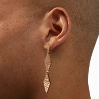 Gold-tone Textured Diamond 2.5" Linear Drop Earrings