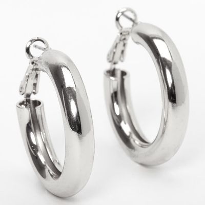 Silver 30MM Tube Hoop Earrings