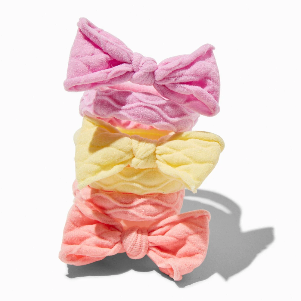 Claire's Club Pastel Bow Honeycomb Hair Ties - 6 Pack