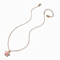 Glitter Pink Flower Pendant Necklace