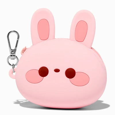 Pink Bunny Jelly Coin Purse Keychain