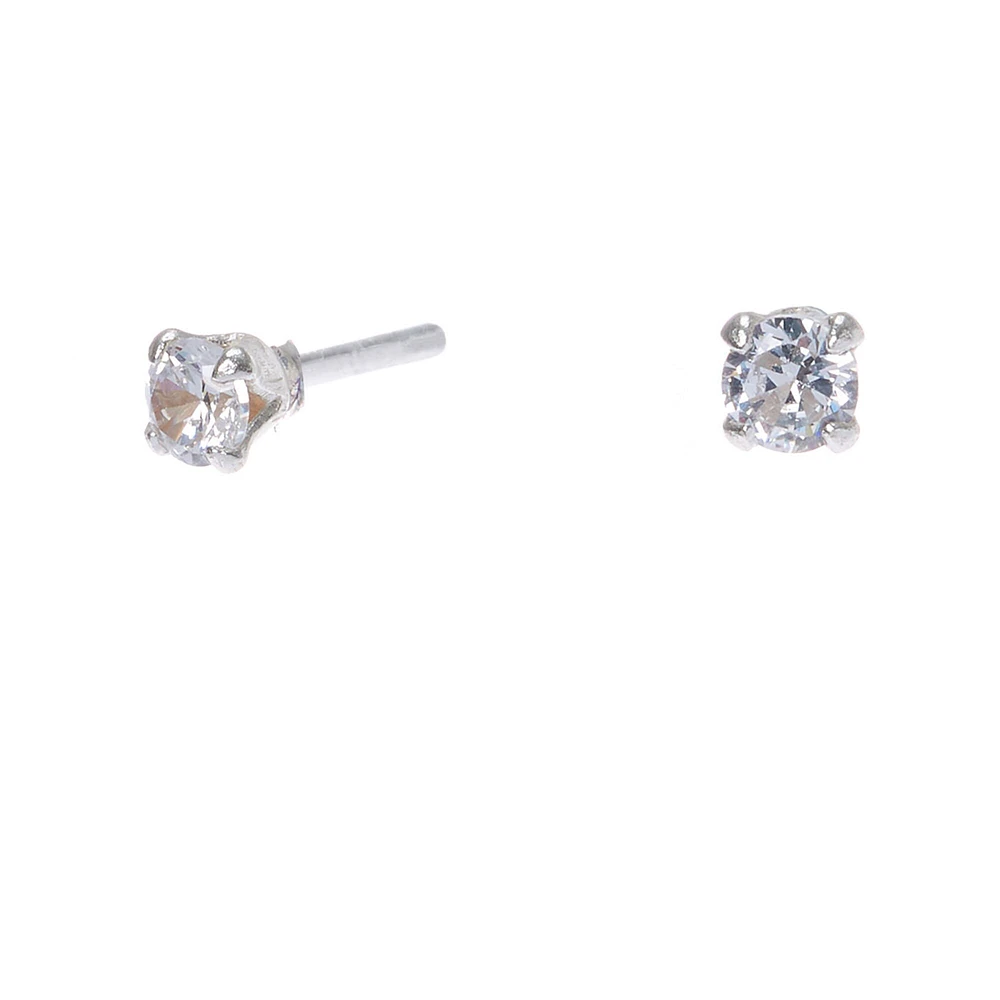 C LUXE by Claire's Sterling Silver Cubic Zirconia 3mm Round Stud Earrings