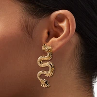 Gold-tone Dragon 2" Drop Earrings