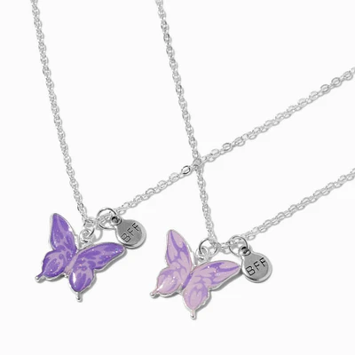 Best Friends Reverse Butterfly Pendant Necklaces - 2 Pack