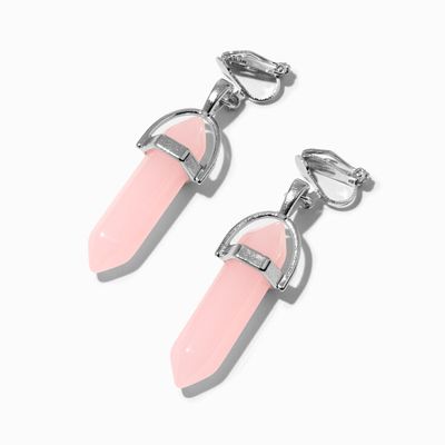 Pink 1'' Glow in the Dark Mystical Gem Clip-On Drop Earrings