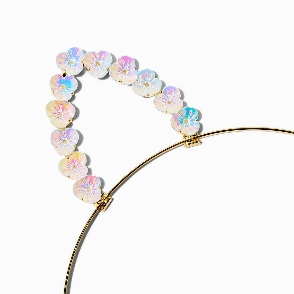 Iridescent Flowers Cat Ears Headband