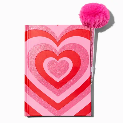 Heartthrob Glitter Journal with Pom Pen