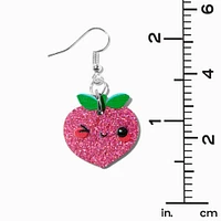 Glitter Winking Face Peach Drop Earrings