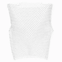 Crystal Studded White Fishnet Tank Top