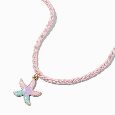 Ombré Starfish Pink Cord Pendant Necklace