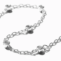 C LUXE by Claire's Sterling Silver Plated Cubic Zirconia Confetti Chain Bracelet