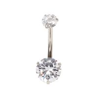 14G Round Cubic Zirconia Belly Ring