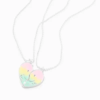 Best Friends Happy Face Glow in the Dark Split Ombré Heart Pendant Necklaces - 2 Pack