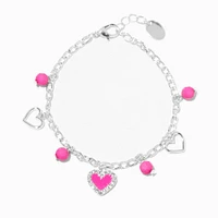 Pink Hearts Silver Charm Bracelet