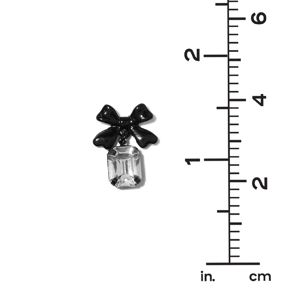 Black Bow Crystal 0.75" Drop Earrings