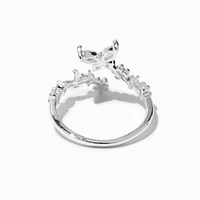 Silver-tone Cubic Zirconia Butterfly Wrap Ring