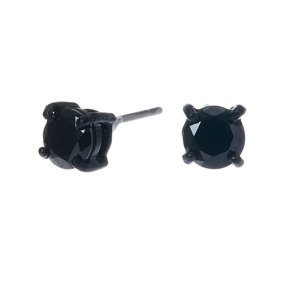 Black Cubic Zirconia 5mm Round Stud Earrings