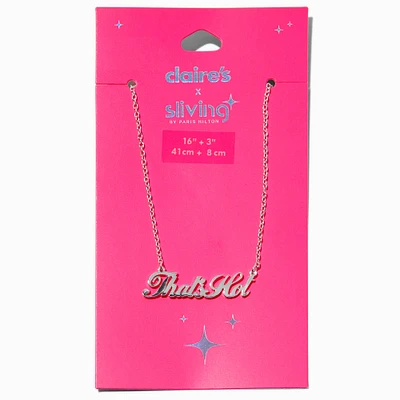 Claire's x Sliving by Paris Hilton Silver-tone That's Hot Script Necklace