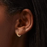 Gold 10MM Cubic Zirconia Stacked Huggie Hoop Earrings