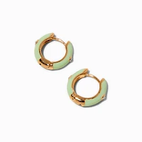 Mint Enamel Huggie Hoop Earrings