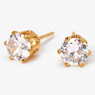 18kt Gold Plated Cubic Zirconia 6MM Cupcake Stud Earrings