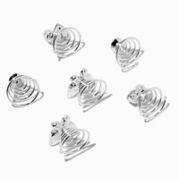 Silver-tone Mixed Butterfly Hair Spinners - 6 Pack