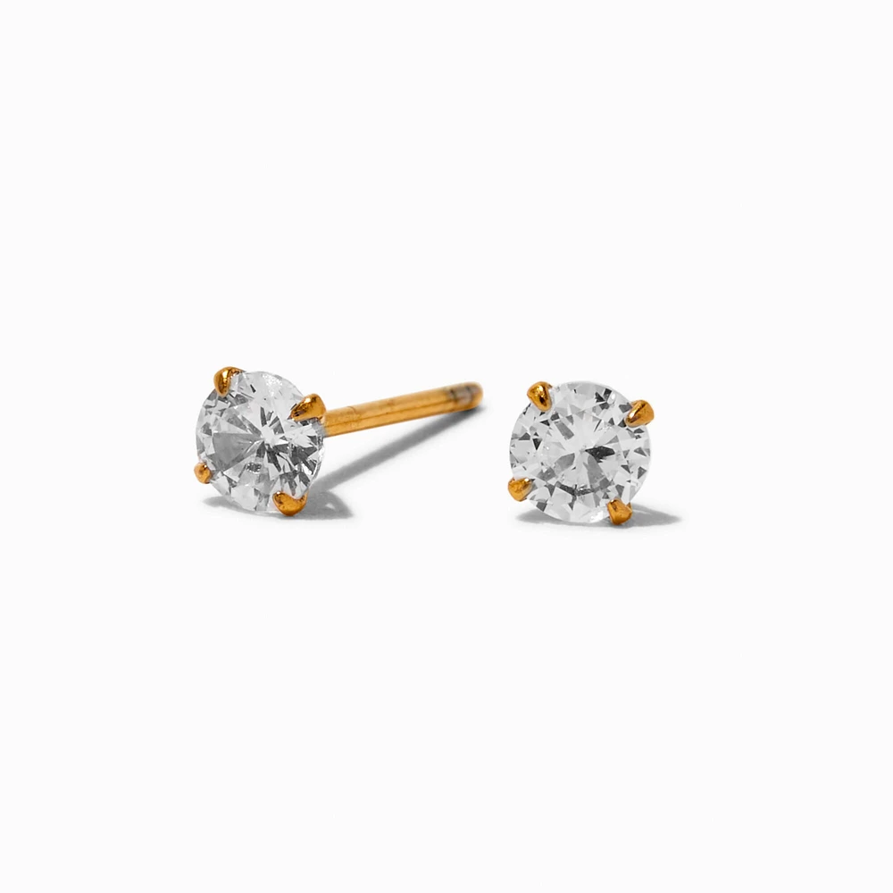 C LUXE by Claire's Gold-tone Titanium Cubic Zirconia Stud Earrings