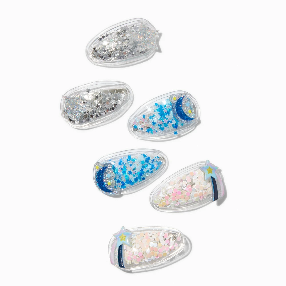 Claire's Club Starry Shaker Snap Hair Clips - 6 Pack