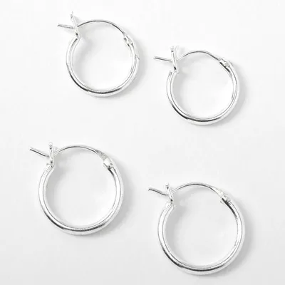 Sterling Silver Huggie Hoop Earrings - 2 Pack