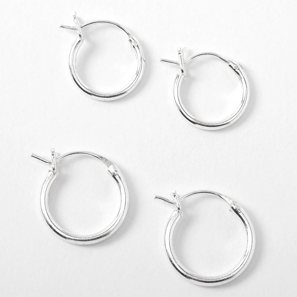 C LUXE by Claire's Sterling Silver Huggie Hoop Earrings - 2 Pack
