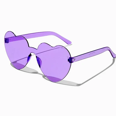 Purple Heart Shaped Rimless Sunglasses