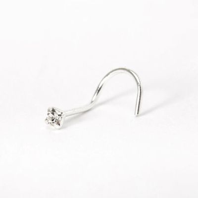 Silver 22G Classic Crystal Nose Stud