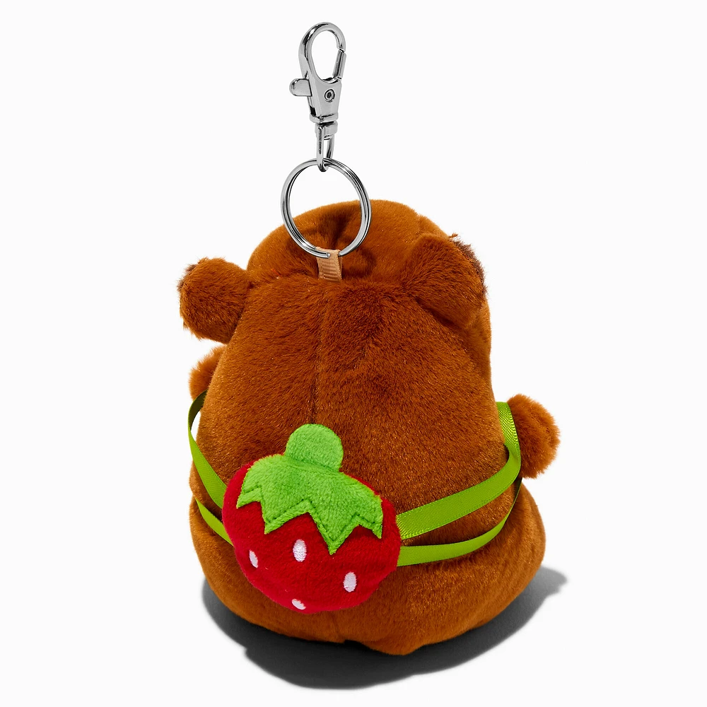 Capybara Strawberry Backpack Plush Keychain