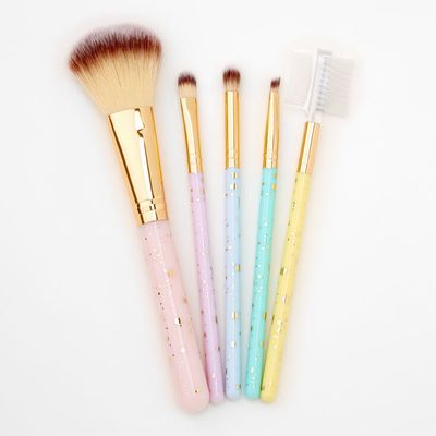 Gold Sparkle Pastel Makeup Brushes - 5 Pack
