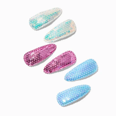 Claire's Club Starry Sequin Snap Hair Clips - 6 Pack