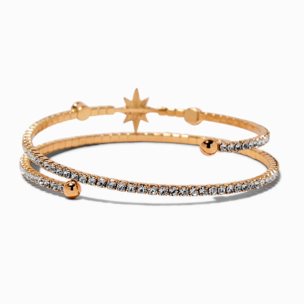 Gold-tone Crystal Star Coil Bracelet