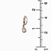 Pear Cubic Zirconia Gold-tone Huggie Hoop Drop Earrings