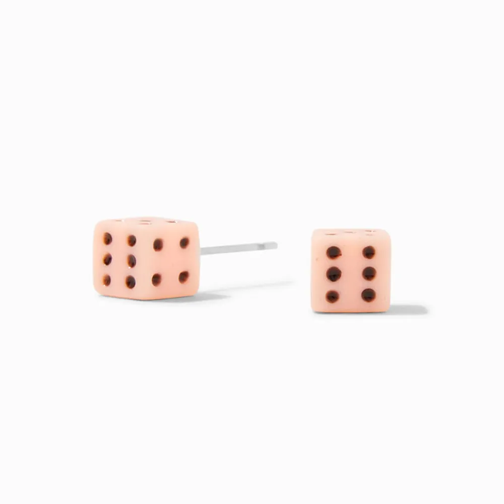 Pink Dice Stud Earrings