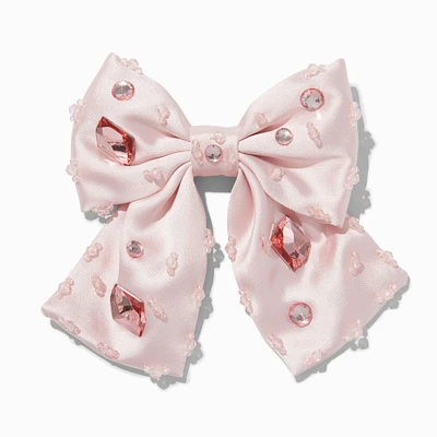 Claire's Club Pink Crystal Embellished Hair Bow Clip