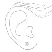 Silver Cubic Zirconia 5MM Round Stud Earrings - 3 Pack