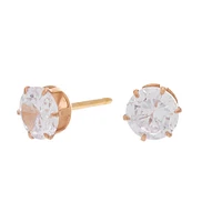 C LUXE by Claire's Rose Gold Titanium Cubic Zirconia 6MM Round Stud Earrings