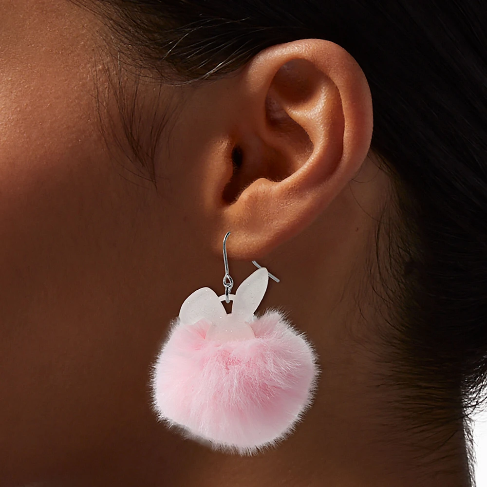 Easter Bunny Ears Pom Pom Drop Earrings