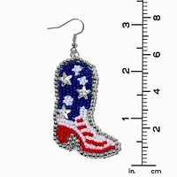 American Flag Beaded Cowboy Boot Drop Earrings