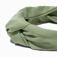 Olive Green Satin Knotted Headband