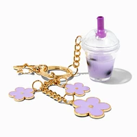 Purple Daisy & Boba Tea Keychain