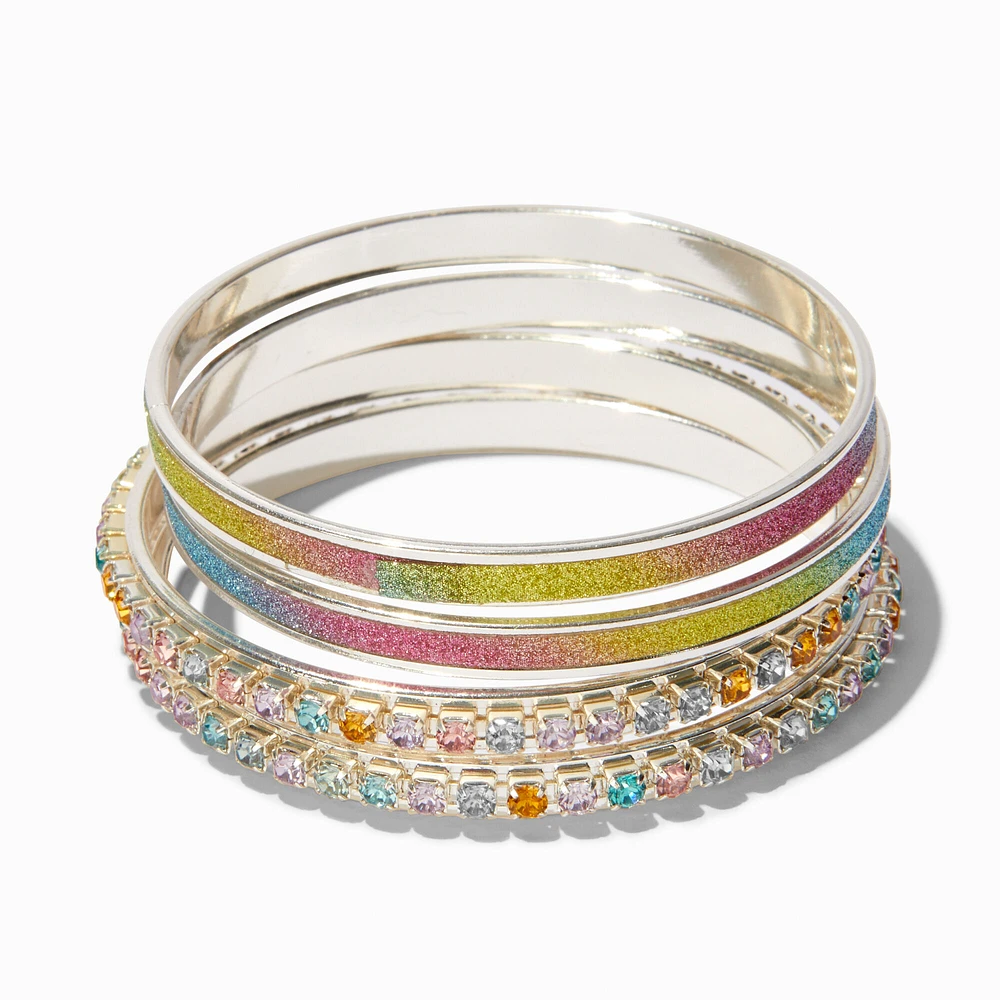 Claire's Club Pastel Gem Bangle Bracelets - 4 Pack