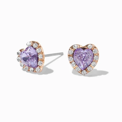 Purple Heart Halo Stud Earrings